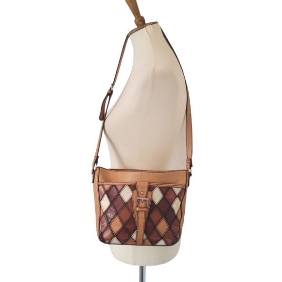 Etienne Aigner Vintage Leather Argyle Patchwork Shoulder Bag - Picture 2 of 8